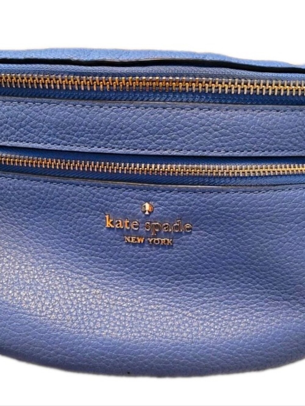 Kate Spade New York Blue Pebbled Belt Bag Fanny Pack Waist Bag Gold Hardware